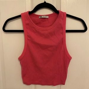 Zara ribbed low side tank top in pink